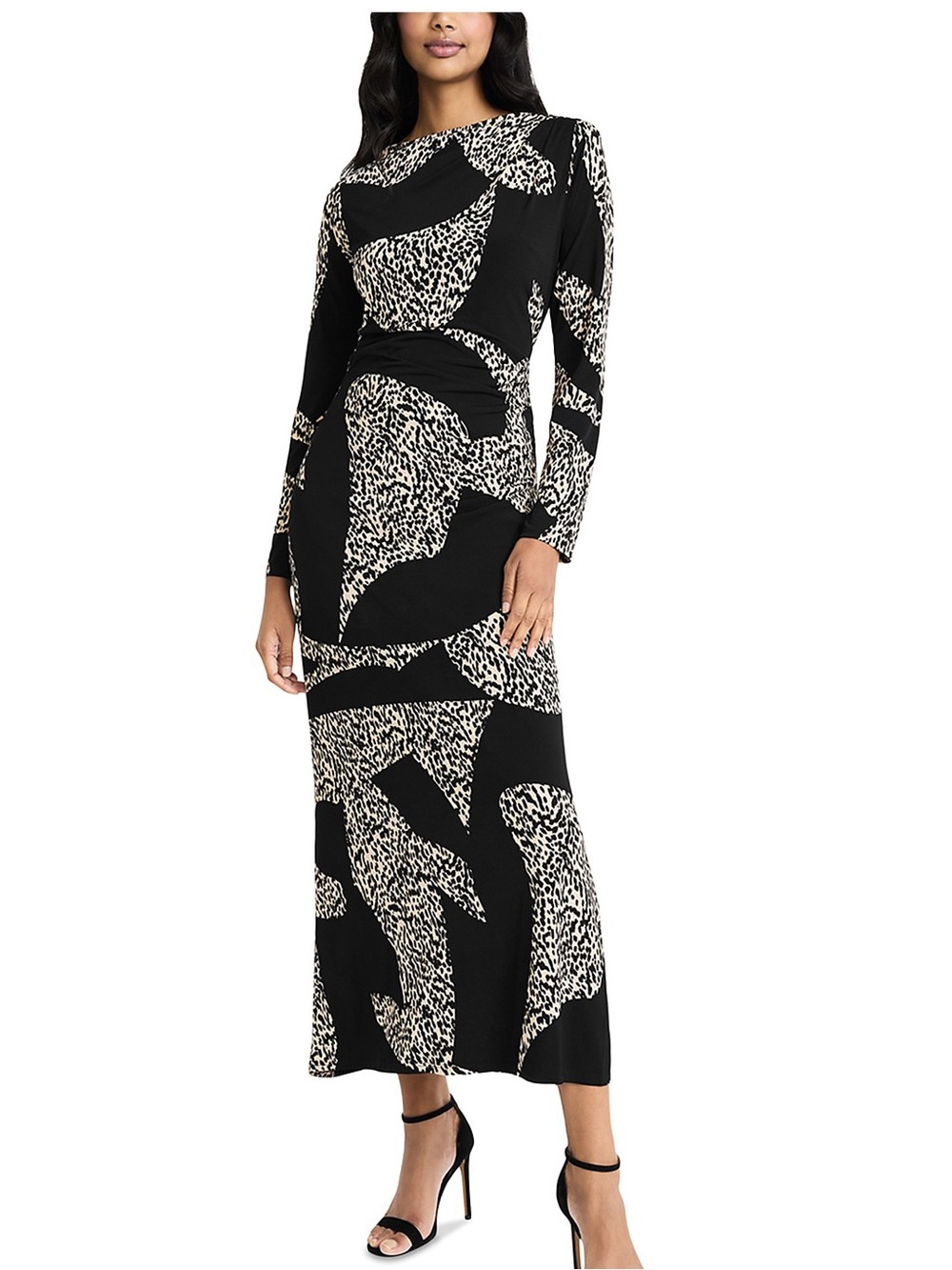 Donna Morgan Black and Cream Animal Printed Maxi Dress 🆕
